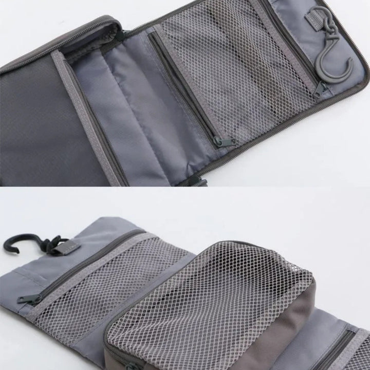 Trousse de toilette Pliable et Amovible, compartiment en filet transparent