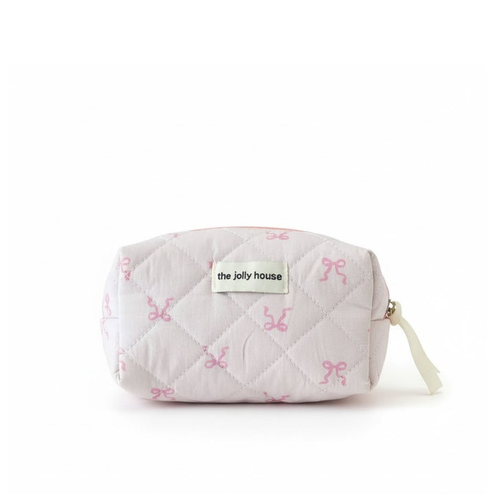 Trousse de toilette Rose Pâle petit format motif nœuds, accessoire beauté