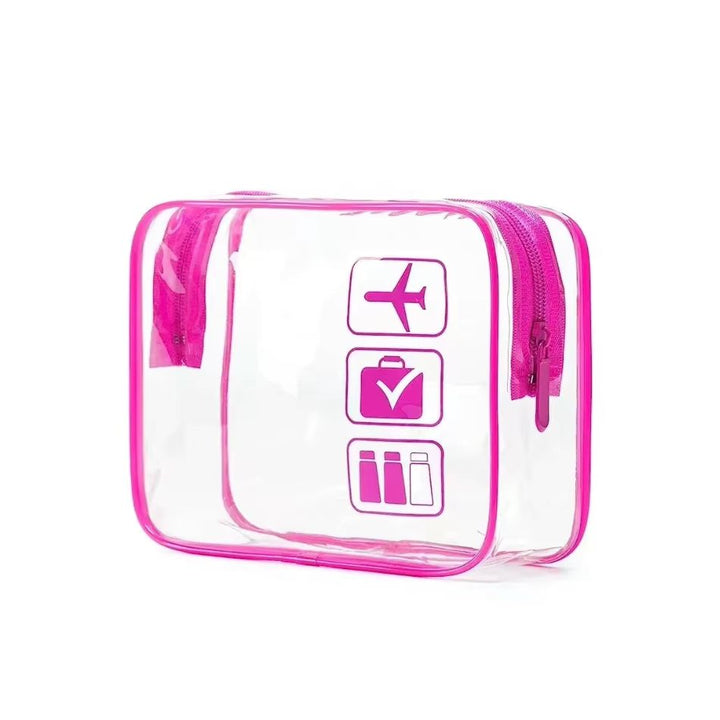 Trousse de toilette Transparente pour l'Avion - rose