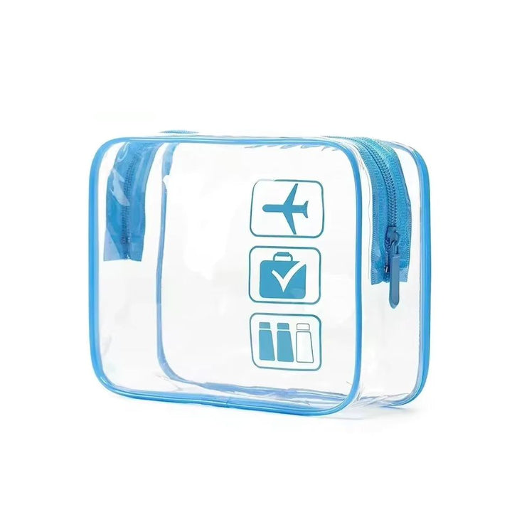 Lot de 2 trousses de toilette de voyage transparentes approuvées par la TSA avec fermeture éclair - Taille L - Pour homme et femme, Bleu, Moderne Lot de 2 trousses de toilette de voyage transparentes approuvées par la TSA avec fermeture éclair - Taille L - Pour homme et femme, Bleu, Moderne