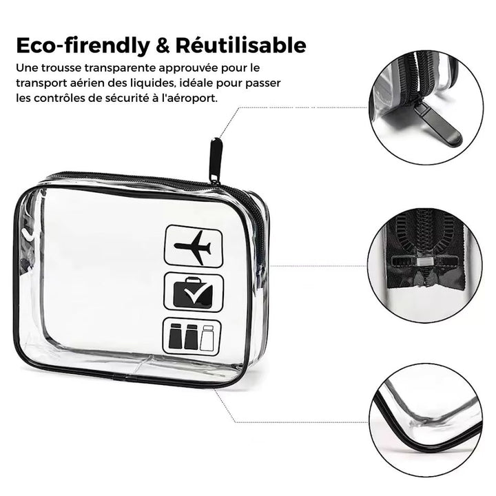 Lot de 6 trousses de toilette transparentes approuvées par la TSA, avec fermetures éclair, taille L, pour homme et femme, conforme aux normes des compagnies aériennes (C-6 Lot de 6 trousses de toilette transparentes approuvées par la TSA, avec fermetures éclair, taille L, pour homme et femme, conforme aux normes des compagnies aériennes (C-6