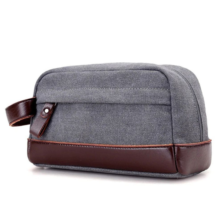 Trousse en Simili Cuir et Tissu gris