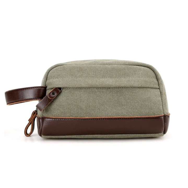 Trousse en Simili Cuir et Tissu kaki