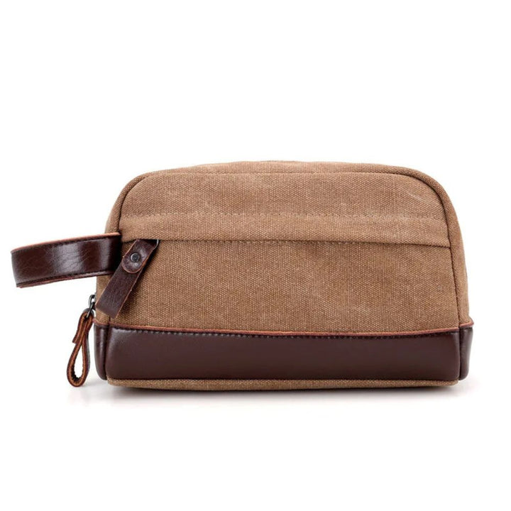 Trousse en Simili Cuir et Tissu marron