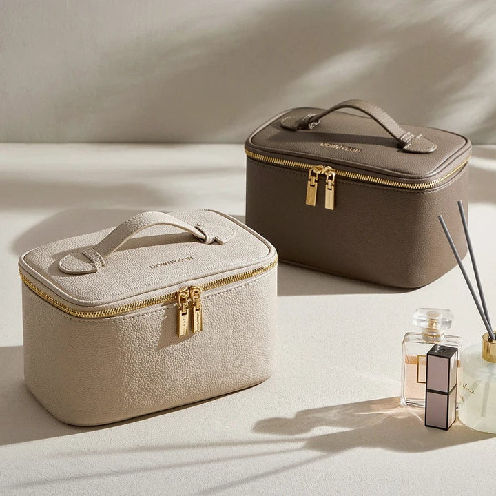 Vanity Case Cuir Femme Beige