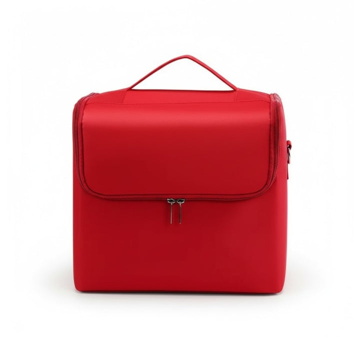 Vanity Case Maquillage rouge élégant en tissu Oxford imperméable