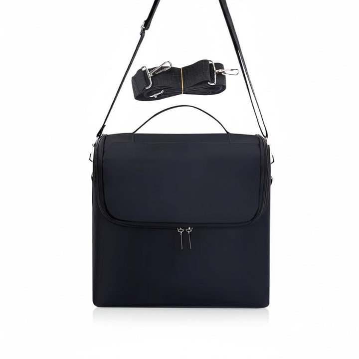 Vanity Case Maquillage noir avec bandoulière amovible et poignée de transport