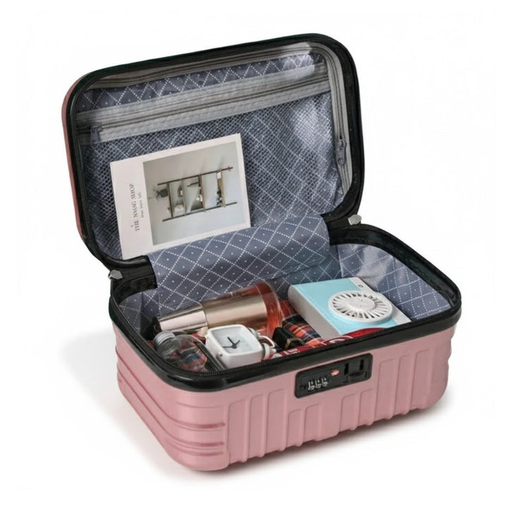 Vanity Case Rigide - Imprimés Montgolfières, Fermeture à Code, ouvert avec grande capacité de rangement