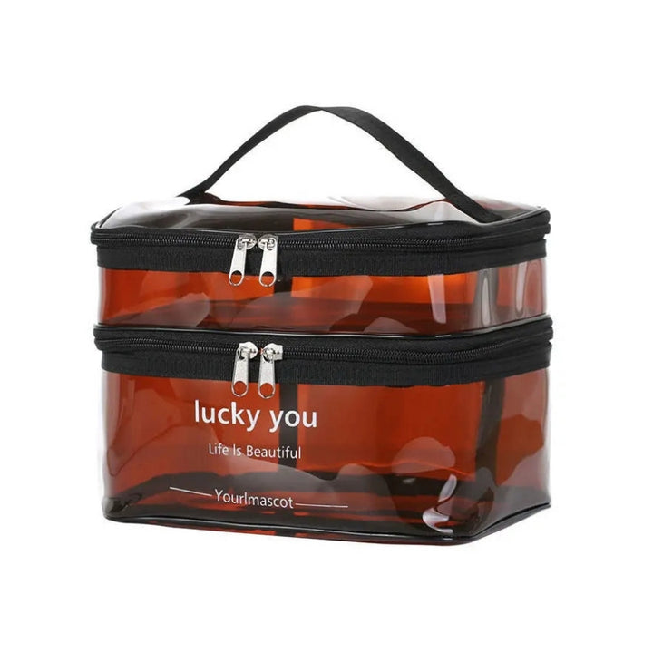 Vanity case transparent, coloris rouge ambré