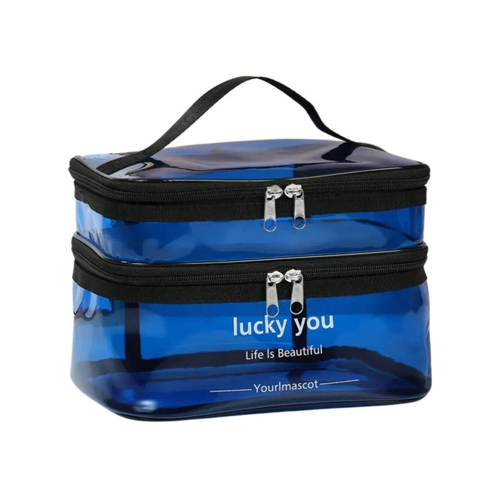 Vanity case transparent, coloris bleu