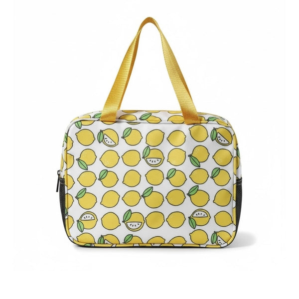 Vanity de toilette - Format Voyage, Motifs Citrons vue de face, sur fond blanc