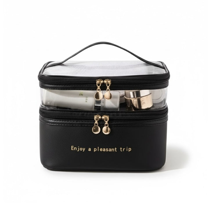 Vanity de Voyage Souple double compartiment coloris noir