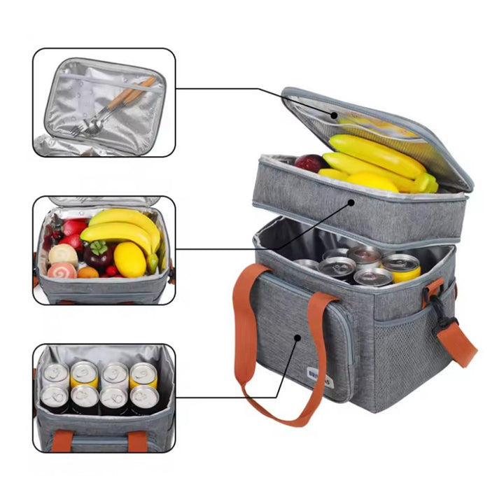 Vanity Familial - Format Voyage avec Bandoulière plusieurs compartiments pour repas