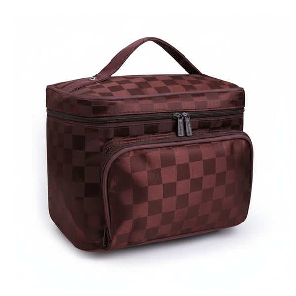 Vanity Femme Voyage Souple — vue de face coloris marron avec grande poche zippée