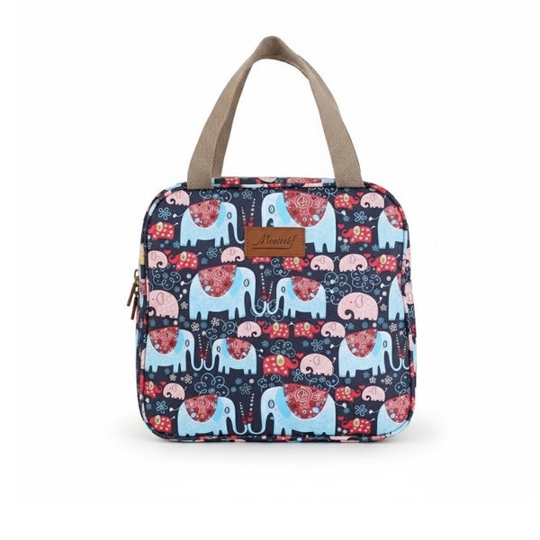 Vanity Souple Motifs Éléphants Colorés - Format Voyage