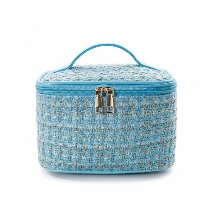 Vanity Tissu Femme - Tweed coloris bleu ciel avec fil doré