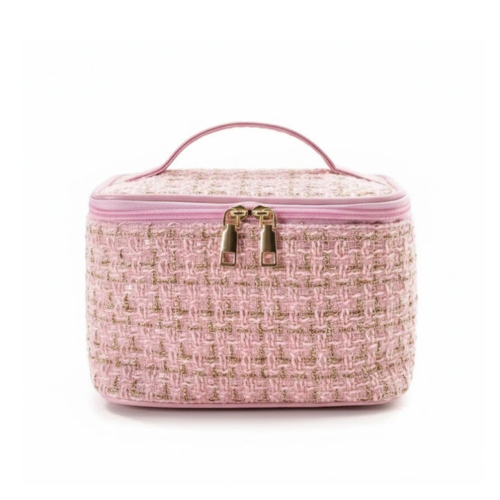 Vanity Tissu Femme - Tweed coloris rose avec fil doré