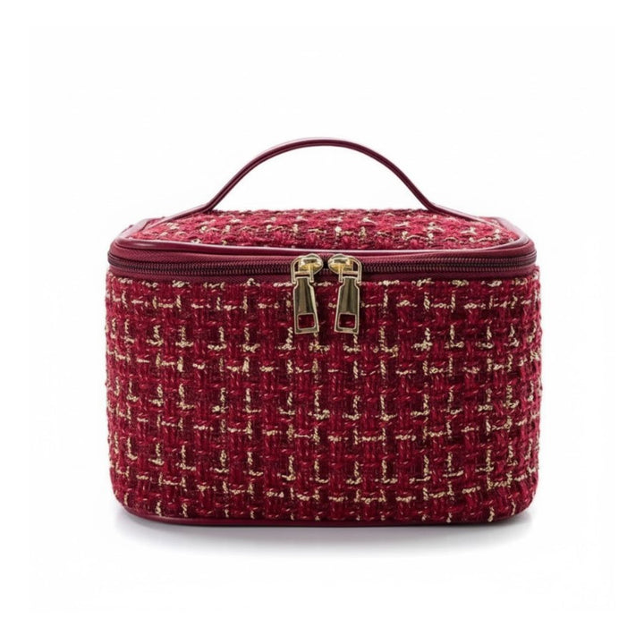 Vanity Tissu Femme - Tweed coloris rouge avec fil doré
