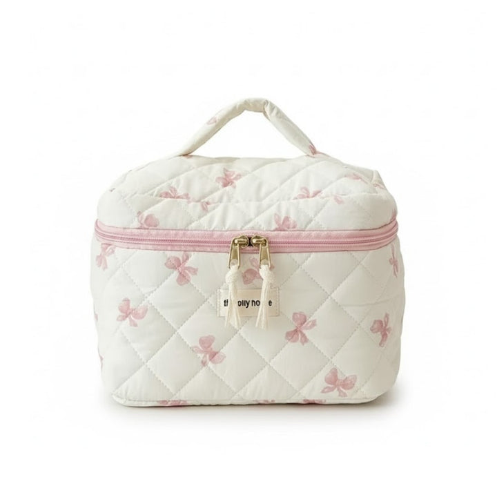 Vanity Tissu Matelassé rose vue avant sur fond blanc