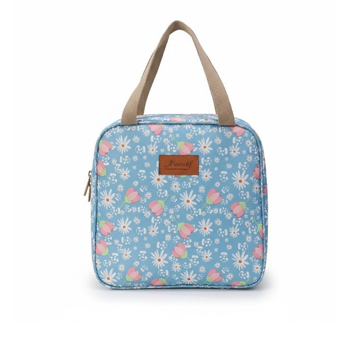 Vanity Trousse de Toilette Femme Étanche - Motif Printanier sur fond bleu