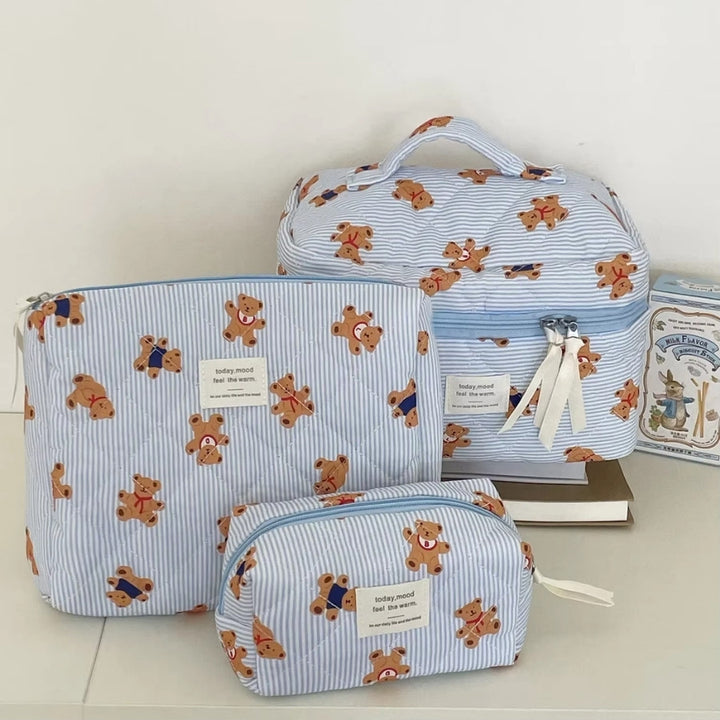 Ensemble Vanity Trousse de Maquillage bleu avec accessoires beauté